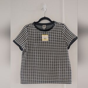 Anne Klein Black and White Checkered Blouse
